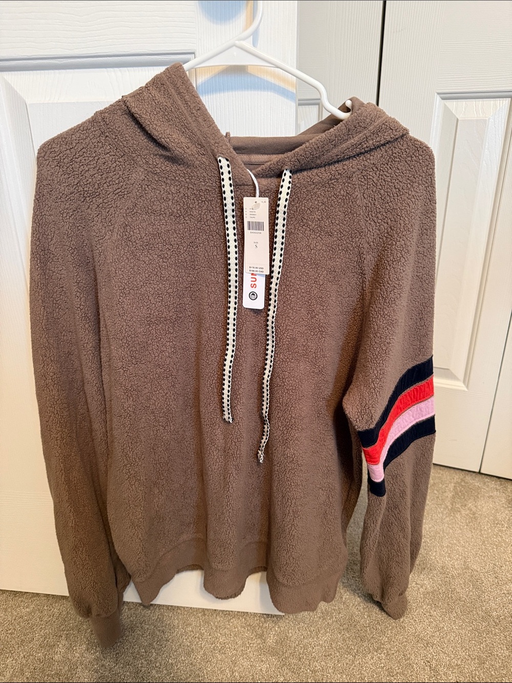 Sundry Striped Sherpa Hoodie -NWT- size small
